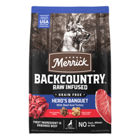 Merrick Backcountry Grain Free Dry Adult Dog Food, Kibble With Freeze Dried Raw Pieces Heros Banquet Recipe