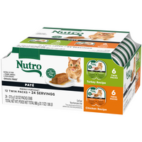 Nutro Perfect Portions Grain Free Turkey Pate and Chicken Pate Wet Cat Food Tray Variety Pack