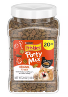 Purina Friskies Party Mix Crunch Original Chicken Liver and Turkey Cat Treats Canister