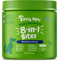 Zesty Paws Hemp Elements 8-in-1 Multifunctional Bites, Chicken Flavor Soft Chews for Dogs