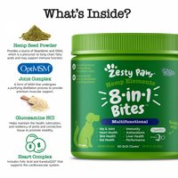 Zesty Paws Hemp Elements 8-in-1 Multifunctional Bites, Chicken Flavor Soft Chews for Dogs