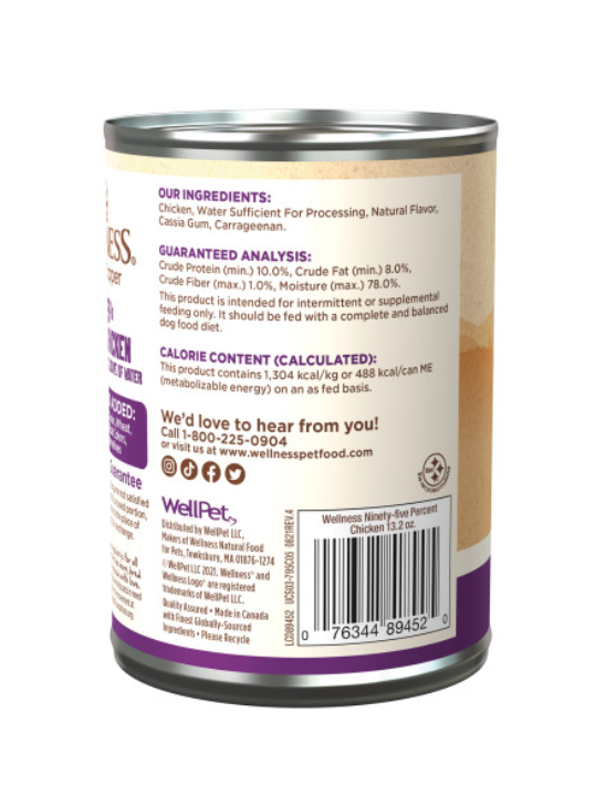 Wellness Natural Grain Free 95% Chicken Recipe Adult Wet Canned Dog Food