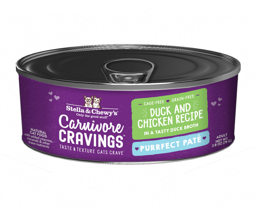 Stella & Chewy's Carnivore Cravings Purrfect Pate Duck & Chicken Pate Recipe in Broth Wet Cat Food